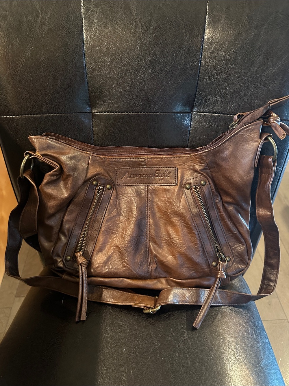 American Eagle Outfitters Brown Leather Hobo Shoulder Bag